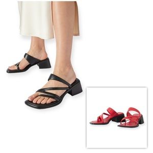 Vagabond Ines Red Leather Sandals